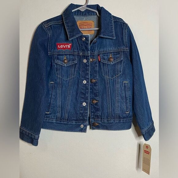 NWT Levi's Little Boys' Denim Embroidered Trucker Jean Jacket Size 5 Casual Fall - Picture 4 of 7